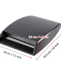Heavy Duty Carbon Fiber Hood Scoop Cover For Tesla Cybertruck measuring 10 x 7.1 inches made from rigid ABS plastic.
