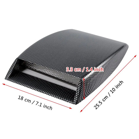 Carbon Fiber Style Hood Vent Scoop For Tesla Cybertruck With Heavy Duty Double Sided Tape Clean Aero Body Styling And Exact Match Fit, 25.5cm x 18cm x 3.3cm.