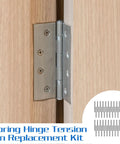 Spring Hinge Tension Pin Replacement Kit with 40 stainless steel shelf pins and 2 hex wrenches for self-closing doors