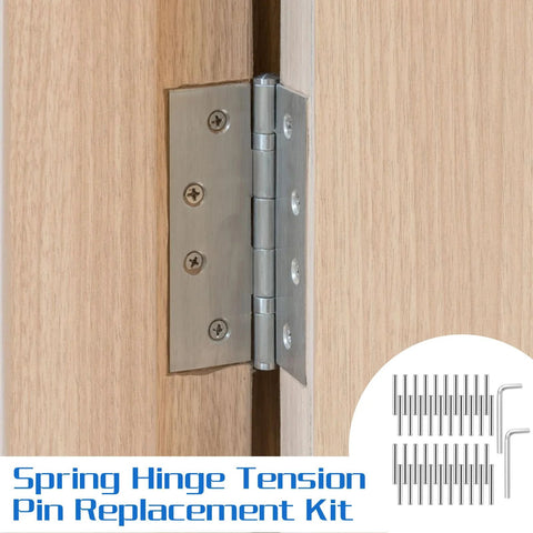 Spring Hinge Tension Pin Replacement Kit with 40 stainless steel shelf pins and 2 hex wrenches for self-closing doors