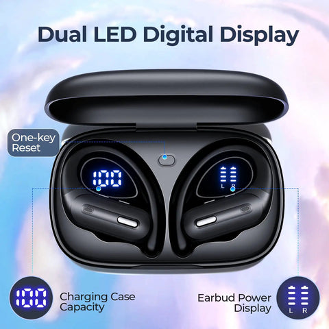 Beast Battery Life Wireless Bluetooth Earbuds With 90 Hours Playtime And LED Power Display, IPX7 Waterproof In Ear Headphones With Earhooks, Lightweight Stereo Ear Buds For Android Phones And Other Devices, Crisp Sound And Comfortable Fit