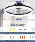 Slick 20 Inch Low Profile Ceiling Fan With Dimmable Led Light, Smart Remote And Phone App Control, Fast Fold Blades indoor accessory kit.