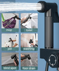 CUTPOIY Wall-Mounted Matte Black Exposed Shower System Rain Shower 4 Function Hot and Cold Tub Spout Shower Faucet Set with ABS Handheld Spray for various cleaning tasks.