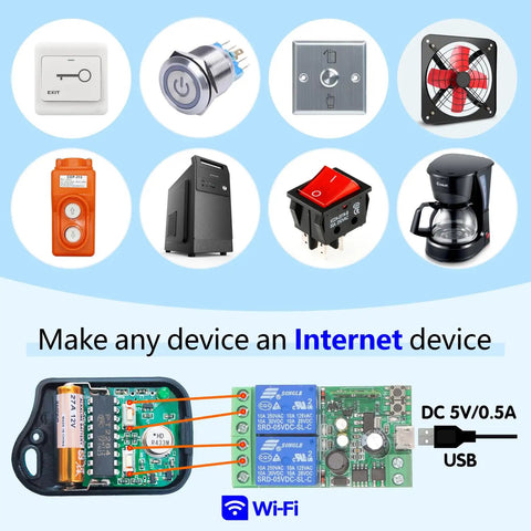 Two Channel WiFi Smart Relay Switch With 5V 12V 24V 36V DC Support Passive Output Ewelink App Control Works With Alexa And Google Home Inching And Self Locking Modes Remote On Off From Anywhere, two-relay board