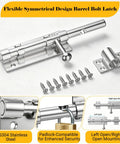 Tough As Nails Heavy Duty 6.3 Inch Barrel Bolt Door Latch Forged From Rust Resistant Sus 304 Stainless Steel with mounting screws.