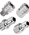 4-pack stainless steel 1/4-inch pressure washer quick-connect fittings with male and female threads