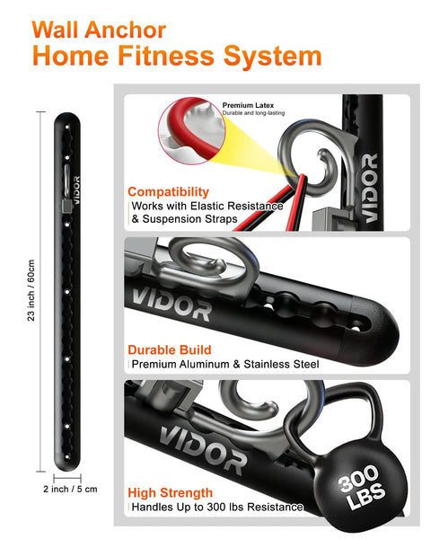 Hella Sturdy Wall Mount Resistance Band Anchor System With 300 Pound Pull Capacity Adjustable Aluminum Gym Anchors for bands.