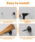 Installation steps for Tough As Nails 2 Feet Wooden Stair Handrail Wall Mount, showing tool usage and handrail mounting.