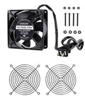 Beefy 120mm x 38mm AC Cooling Fan 110V Dual Ball Bearing 3000 RPM High CFM with aluminum frame and AC plug