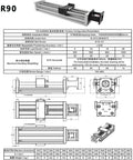 Heavy Duty Xyz Slide Table Linear Actuator with ball screw, 0.03mm precision, 100kg load capacity, dimensions and specifications.