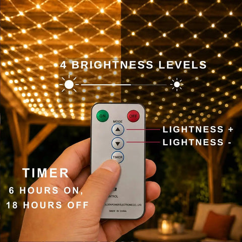 Remote controlling 480 LED Gazebo Net Lights 10x10ft Mesh Curtain Outdoor Waterproof For Canopy Garden Party Wedding