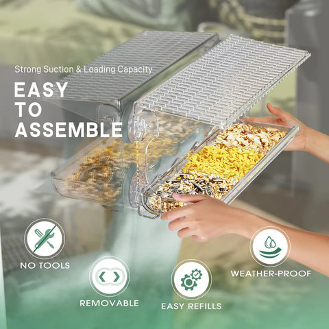 Clear Window Bird Feeder With Strong Suction Cups For Outdoors Watch Birds Up Close From Inside Your Home, No Fuss Transparent Bird House For Garden Or Patio, Weatherproof Durable Window Mount For Year Round Bird Watching with easy assembly and seed compartments.