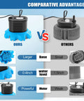 Comparison showing Pool Cover Pump 850 GPH For Above Ground Pools With 4 Hose Adapters 23 Ft Drain Hose And 25 Ft Power Cord Ideal Water Pump