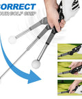 5 In 1 Retractable Golf Swing Trainer With Arm Band showing grip correction demonstration with real click feedback.