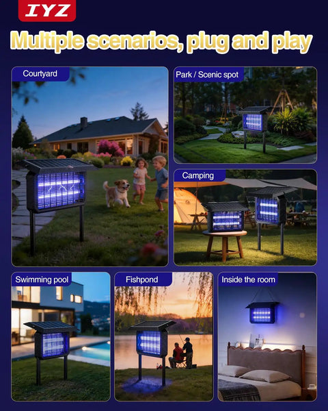 Outdoor Bug Zapper 3 In 1 Cordless Fly Trap With Solar And USB Power 6000mAh Battery Waterproof Mosquito Killer Lamp in various settings