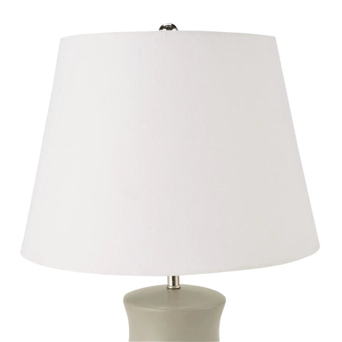 Grey Organic Gourd Ceramic Table Lamp with white shade for Bedroom, Living Room, Dining, Entryway - 18 Inch Tall With Rotary Switch