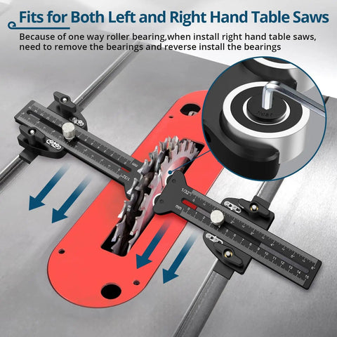 Dead Nuts On Accuracy Thin Rip Jig For Table Saw showing dual rollers, adjustability for precise cuts on narrow stock.