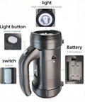 All-In-One 17-In-1 Toolkit With Flashlight, Screwdriver Set, Socket Wrench, And Utility Knife showing flashlight details and battery compartment.