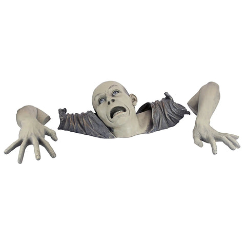 Zombie Of Montclaire Moors Indoor Outdoor Garden Statue Halloween Decor Creepy Graveyard Ghoul in full color, head and arms visible.