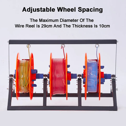 Heavy Duty Wheeled Spool Holder And Wire Cable Dispenser With A 3 Volume Organizer For Electrical Industrial And Retail