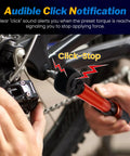 Using the Bike Torque Wrench Set One Quarter Inch Drive With 72-Tooth Dual Direction Click Mechanism 1-25 Nm on a bike chainring.