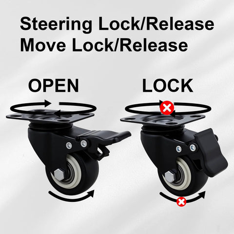 2 Inch Caster Wheels Set Of 16 Heavy Duty Casters With Brakes And Locking Polyurethane Wheels For Furniture And Workbenches