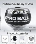Grip Strength Gyro Ball Exerciser With LED Lights No Batteries Needed Portable Carry Bag For Wrist Forearm Strengthening And Hand Training Torque Ball For Fingers Grip Muscles And Arm Workout, 2.76in/7cm wide