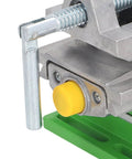 Beefy Cross Slide Vise For Drill Press, 2 Axis X Y Compound Precision Vise, Heavy Duty Aluminum Alloy, 77mm Clamping Range, Mini Milling Machine Vice For Desktop Drilling And Milling close-up of XY handwheel and clamp