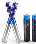 Carbide Square End Mill With Nano Blue Coating One Quarter Inch Shank 3 Flute CNC Milling Bit Set For Aluminum Copper Magnesium Alloys