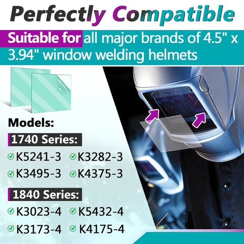 Image of 30 Pack Outside Clear Cover Lens For 1740 1840 Series Welding Helmets, Compatible With KP3043-1, Replacement Cover Lens 4.5 By 3.94 Inches