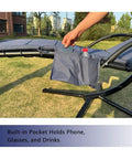 Outdoor Hanging Lounge Chair Cushion With Umbrella For Patio Or Backyard High Resilience Sponge Fill For Extra Thick Comfort Side Pocket