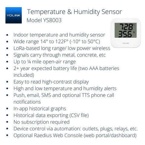 LoRa Wireless Temperature and Humidity Sensor With Long Range Up To One Quarter Mile, display showing 72.8°F, 35.6% humidity