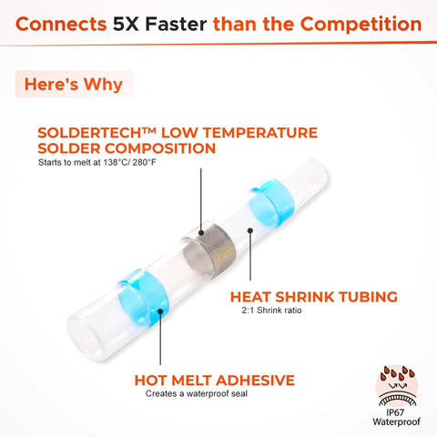 Waterproof Solder Seal Wire Connectors Kit For Auto And Marine Wiring, Insulated Heat Shrink Splice Connectors With 4 Gauge Ranges