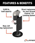 Left Leg Replacement Hall Effect Rear Jack For Ground Control 3.0 5th Wheel RV Automatic Leveling System Direct Bolt-On