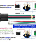25mm UL Listed Momentary Push Button Switch wiring diagram showing LED light connections and SPDT to DPDT conversion instructions.