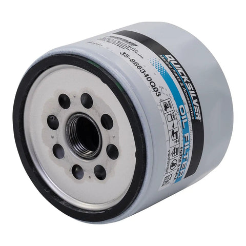 Sterndrive And Inboard Spin On Oil Filter For MerCruiser And GM Marine Engines With MPleated Media And Anti Drain Back Valve Delivers Cleaner Oil And Quick Start Lubrication For High Performance Boats, close-up view