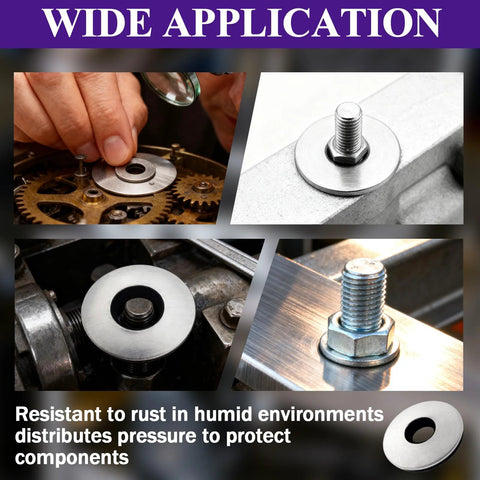 Ranstac stainless steel bonded sealing washers with neoprene/EPDM seal, 12x3/4, 100 pcs; collage of washers in hardware assemblies