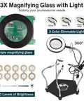 Helping Hands Soldering Station Workbench Ready Pro Grade With 3X Magnifying Glass And Dimmable LED Flexible 4 Arm Stand display
