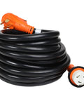 Heavy Duty 50 Amp Locking Extension Cord 25 Foot Black Beefed Up Industrial Grade Power Cable for Tools and Equipment