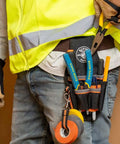 Tradesman Pro Maintenance Tool Pouch With Nine Pockets And Tape Thong 2 Inch Tunnel Belt Loop Electrician Holster in use
