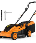 40V Cordless Lawn Mower With Brushless Motor 18 Inch Deck 6 Position Height Adjustment Requires Two 20V Max Batteries No Battery Included Compatible With Existing 20V System For Quick Yard Cleanup Mow Through The Yard With Ease., orange push mower with blades and height adjuster