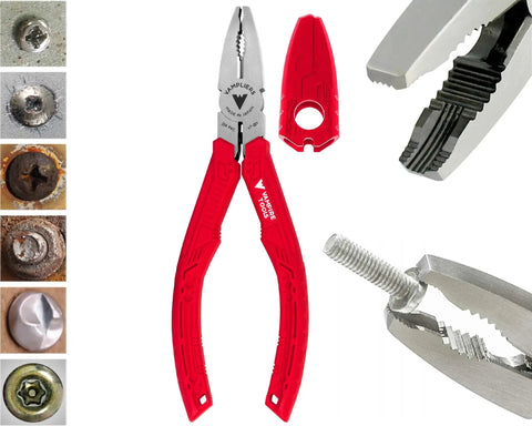 2 Piece Stripped Screw Extractor Kit With 6.25 Inch Screw Removal Pliers And Recessed Screw Extractor For Removing Rusted Screws