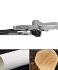 Kp 698 Pneumatic Air Belt Sander With Telescopic Switch, 2 Inch Ring Belt Sander on a work surface for metal and wood projects.