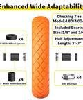 Flat Free 16 Inch Wheelbarrow Tire And Wheel Set Puncture Proof Solid 4.8 4.0 8 Tire Fits 5/8 And 3/4 Bearing 400 Lb Load Universal Fit