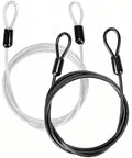 Two Pack Outdoor Travel Security Cable With Loops, Braided Steel Safety Wire 3.3 Feet By 1 Eighth Inch Flexible Double Loop Cable