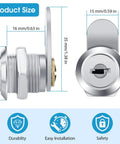 Sixteen Pack Cabinet Cam Locks With Thirty Two Keys Five Eighth Inch Diameter Keyed Alike Non Key Retaining Lock Set details