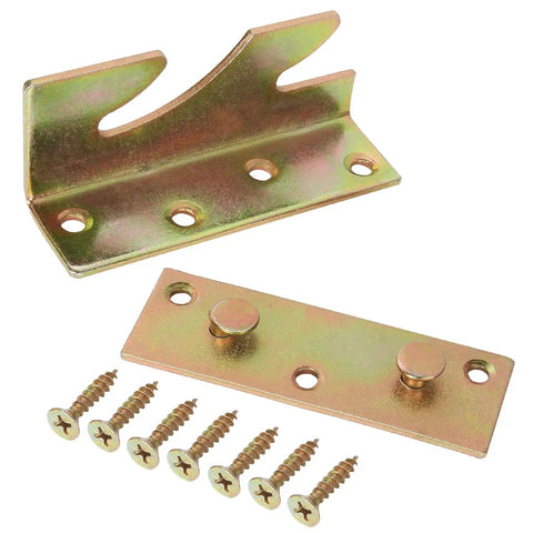 Heavy Duty Bed Rail Fittings With No Mortise Bed Brackets And Rust Proof Galvanized Steel Connectors, including screws