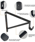 Rock Solid Heavy Duty Metal Closet Rod And Shelf Support Brackets For Clothes Hanger Poles Black Wall Mount Storage Kit 3 Pack features installation details.