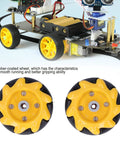 1 pair of yellow rubber-coated Mecanum omni wheels, 48mm diameter, for DIY robot kits and TT motors.