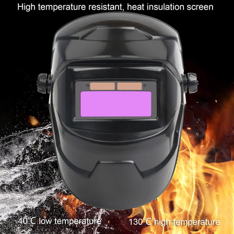Solar Powered Auto Darkening Welding Helmet With 180 Degree Adjustable Shield LCD Lens against fire and ice background